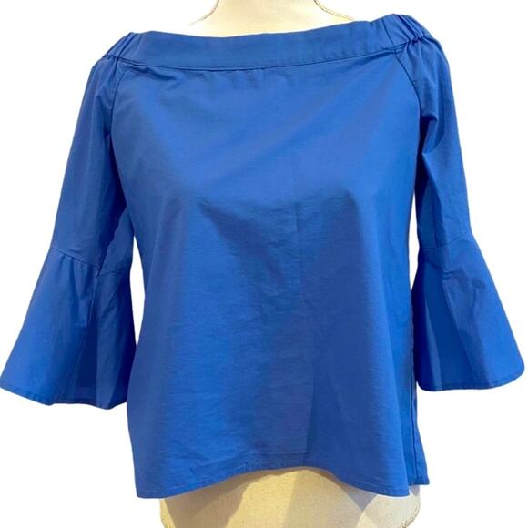 Cupio Blue off the shoulder bell sleeve top sz Small - Picture 1 of 8